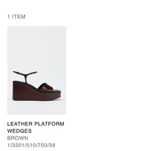 Zara Brown Leather Platform Wedges